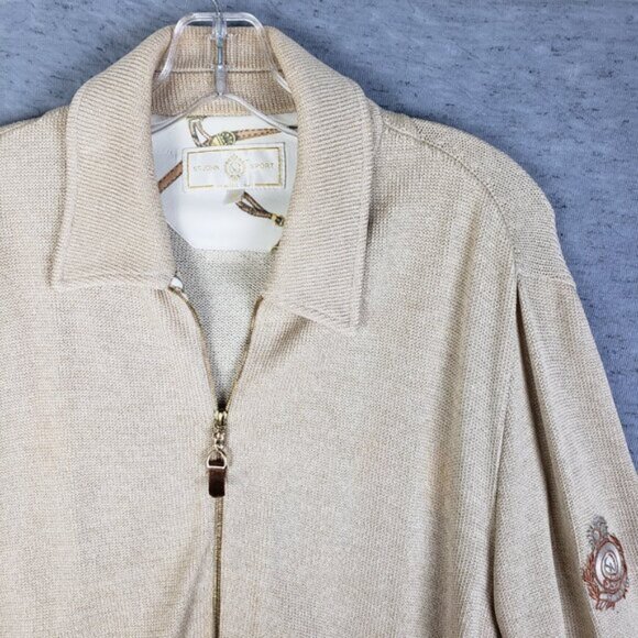 Vintage ST. JOHN Sport Santana Knit Blazer Jacket Crest Full Zip size M Cream - Picture 9 of 16